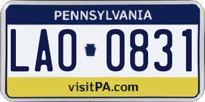 PA license plate LAO0831