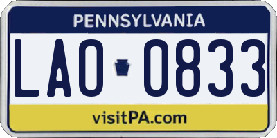 PA license plate LAO0833