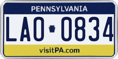PA license plate LAO0834