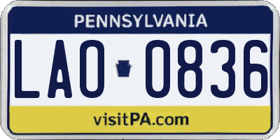 PA license plate LAO0836