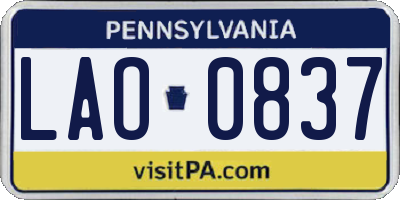 PA license plate LAO0837