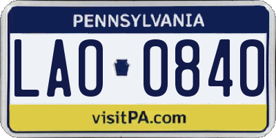 PA license plate LAO0840