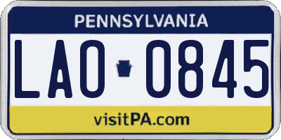 PA license plate LAO0845