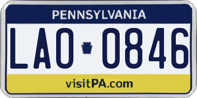PA license plate LAO0846