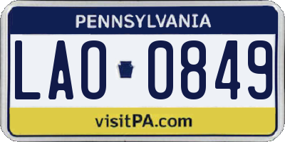 PA license plate LAO0849