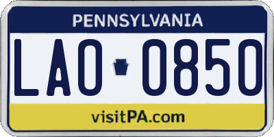 PA license plate LAO0850