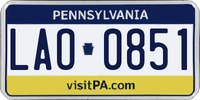 PA license plate LAO0851