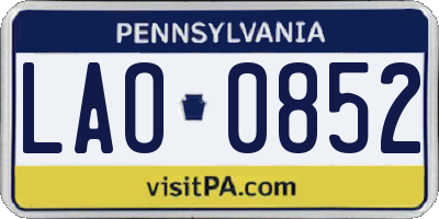 PA license plate LAO0852