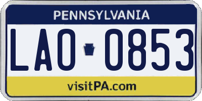 PA license plate LAO0853