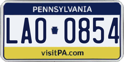 PA license plate LAO0854