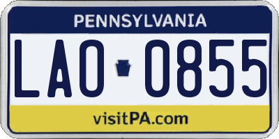 PA license plate LAO0855