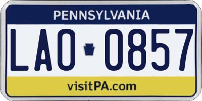 PA license plate LAO0857