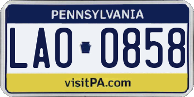 PA license plate LAO0858