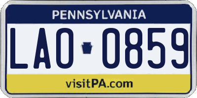 PA license plate LAO0859