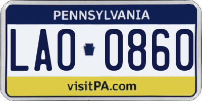 PA license plate LAO0860