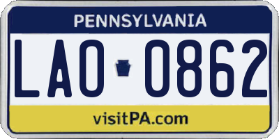 PA license plate LAO0862