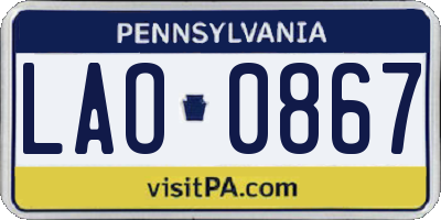PA license plate LAO0867