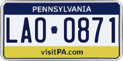 PA license plate LAO0871