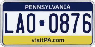 PA license plate LAO0876