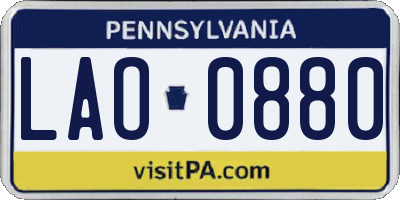 PA license plate LAO0880