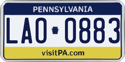 PA license plate LAO0883