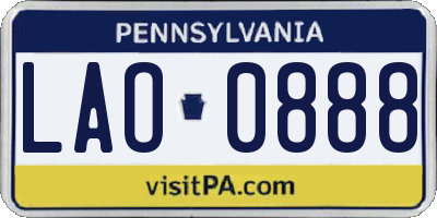 PA license plate LAO0888