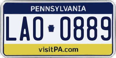 PA license plate LAO0889