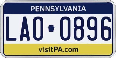 PA license plate LAO0896