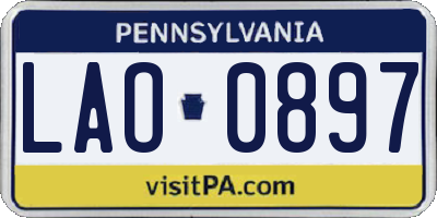 PA license plate LAO0897
