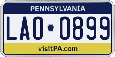 PA license plate LAO0899