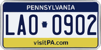 PA license plate LAO0902