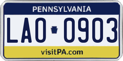 PA license plate LAO0903