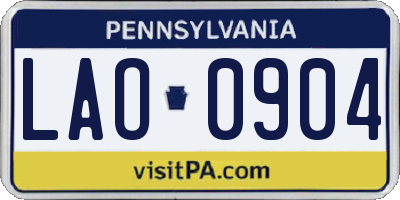 PA license plate LAO0904