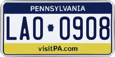PA license plate LAO0908