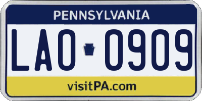 PA license plate LAO0909