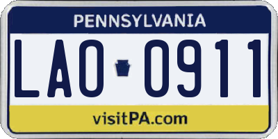 PA license plate LAO0911