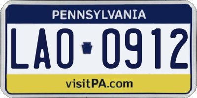 PA license plate LAO0912
