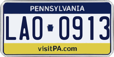 PA license plate LAO0913