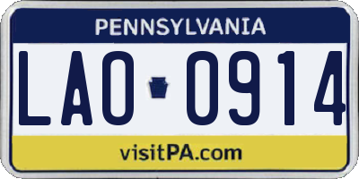 PA license plate LAO0914