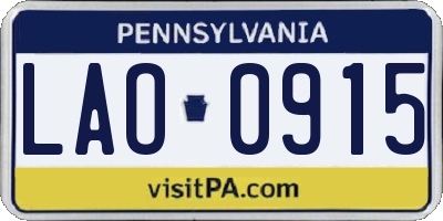 PA license plate LAO0915