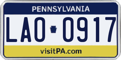 PA license plate LAO0917