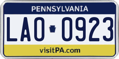 PA license plate LAO0923