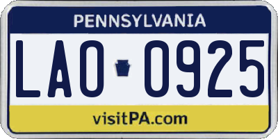 PA license plate LAO0925