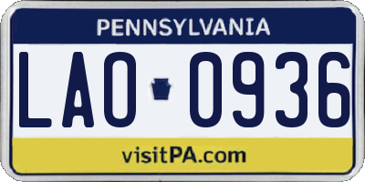 PA license plate LAO0936