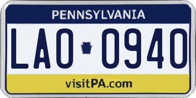 PA license plate LAO0940