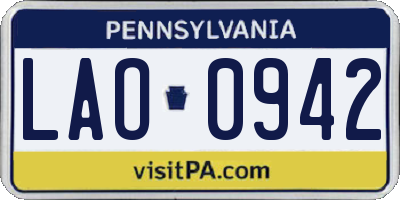 PA license plate LAO0942