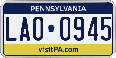PA license plate LAO0945