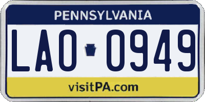 PA license plate LAO0949