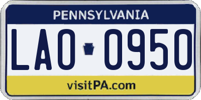 PA license plate LAO0950