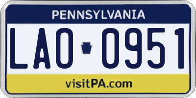 PA license plate LAO0951